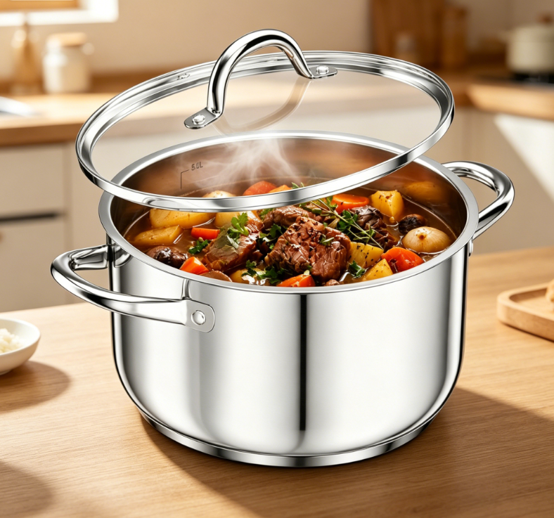Large capacity stainless steel soup pot