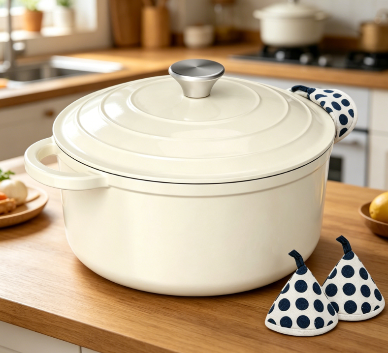 Enamelled cast iron soup pot