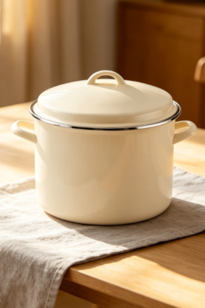 Enamelled steel soup pot