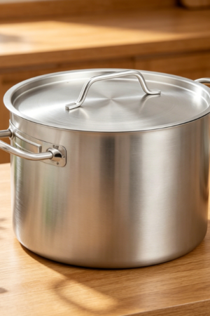 Stainless steel soup pot with even heating